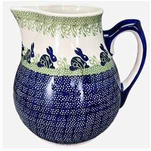 Polish Pottery Bunny Love Pattern Pitcher